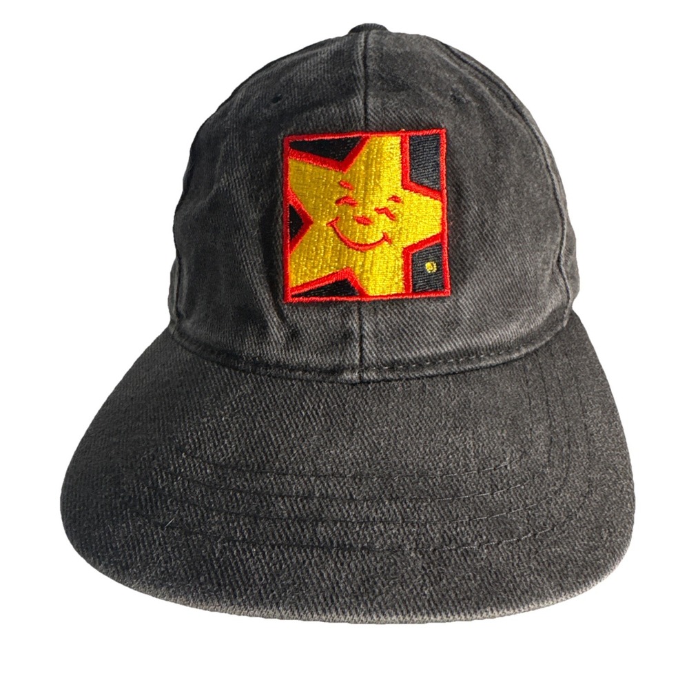 Vintage Carls Jr‎ Hardees Happy Star Logo Snapback Hat Black Headmaster Cap